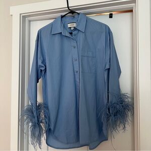 J. Crew Light Blue Feather Cuff Shirt size 4